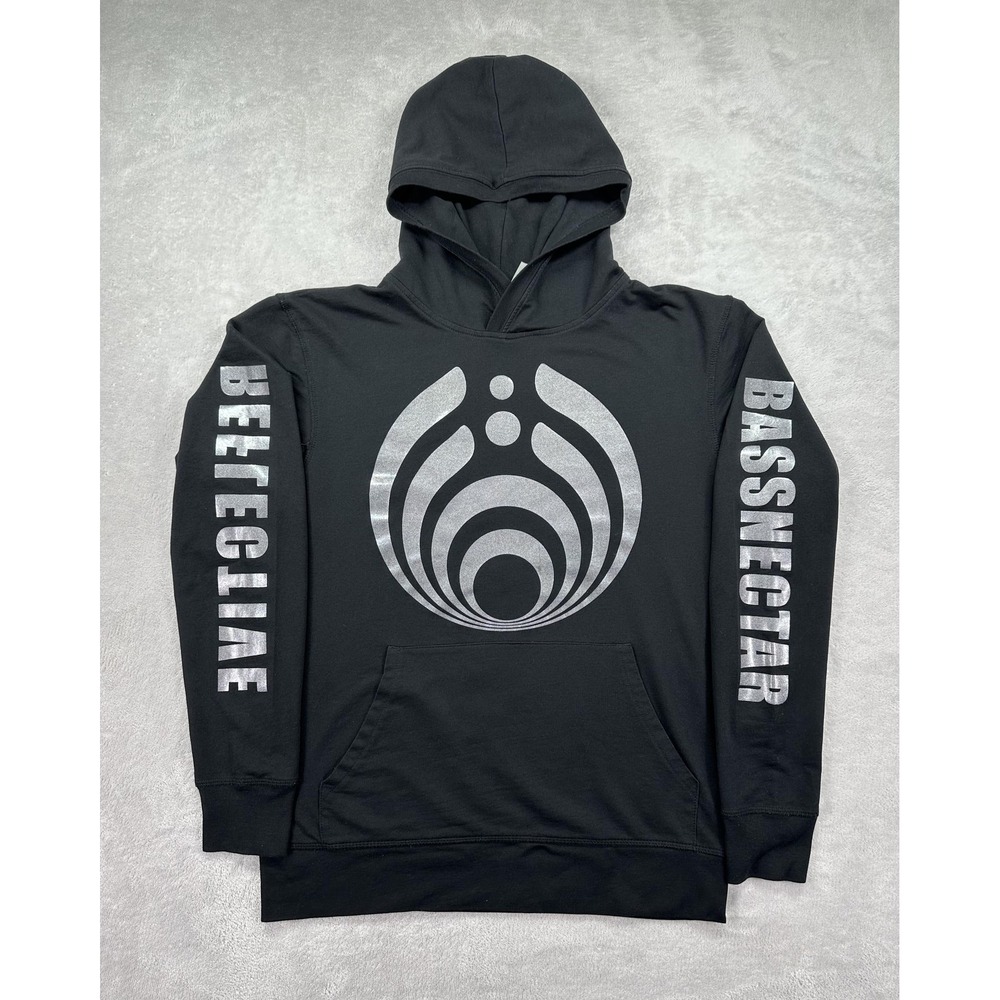 Bassnectar Reflective Hoodie Men Small Black Pullover Electronic Music Festival